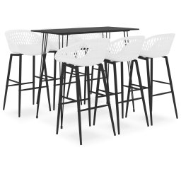 Set mobilier de bar, 7 piese, negru si alb GartenMobel Dekor