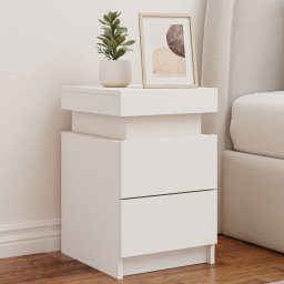 Noptiere cu lumini LED, 2 buc., alb, 35x39x55 cm GartenMobel Dekor