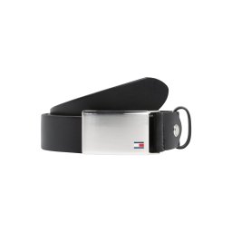 TOMMY HILFIGER Curea 'Plaque' negru / argintiu