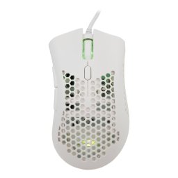 Mouse Gaming cu fir BGM-032, 12.800 DPI, 1.000Hz, 100IPS, 20G, Chipset INSTANT 825, Switch-uri HUANO, Butoane Programabile, RGB LED, Cablu braided 1,5m, 105g, Alb
