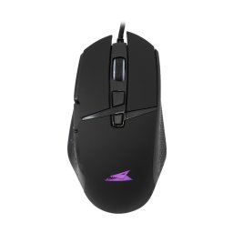 Mouse Gaming cu fir BGM-051 Raptor, 6.400 DPI, 1.000Hz, 32IPS, 12G, Chipset SUNPLUS 192, Switch-uri HUANO, Butoane Programabile, RGB LED, Cablu braided 1,5m, 117g, Negru