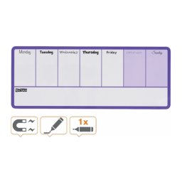 Organizator NOBO, saptamanal, magnetic, 140x36 cm, include marker si magneti, mov