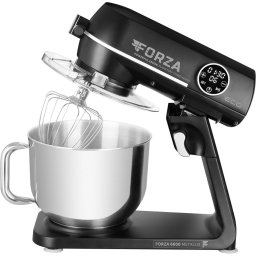 Robot de bucatarie FORZA 6600 Metallo Nero, 1800 W, 6,5 litri, afisaj LED, sistem de amestecare planetar Negru