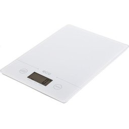 Cantar de bucatarie KV 117 SLIM, alb, 5 kg, precizie 1g, TARA, afisaj LCD, sticla securizata 3mm Alb