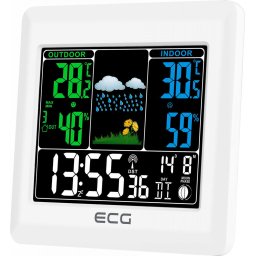 Statie meteo interior-exterior MS 300 White, senzor extern fara fir, LCD color, ceas, alarma Alb