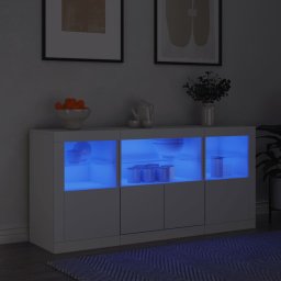 Servanta cu lumini LED, alb, 142,5x37x67 cm GartenMobel Dekor