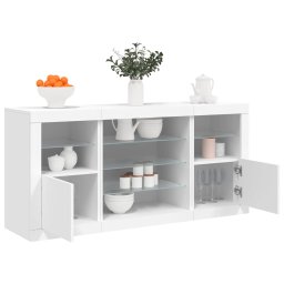 Servanta cu lumini LED, alb, 142,5x37x67 cm GartenMobel Dekor