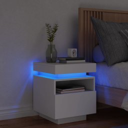 Noptiera cu lumini LED, alb, 40x39x48,5 cm GartenMobel Dekor