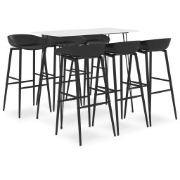 Set mobilier de bar, 7 piese, alb si negru GartenMobel Dekor