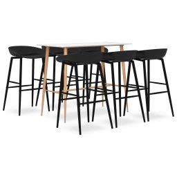 Set mobilier de bar, 7 piese, alb si negru GartenMobel Dekor