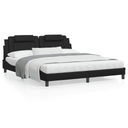 Cadru de pat cu tablie, negru, 180x200 cm, piele ecologica GartenMobel Dekor