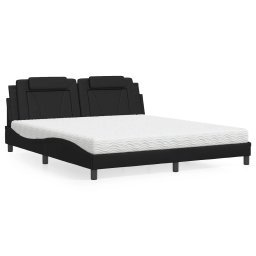 Pat cu saltea, negru, 180x200 cm, piele ecologica GartenMobel Dekor