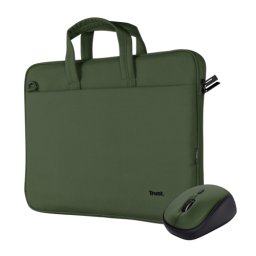 Kit Husa Trust Bologna pentru laptop de 16inch, Green + Mouse, USB Wireless, Verde