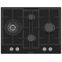 Plita Plita gaz incorporabila Bellagio Nero, 70 cm, 4 arzatoare gaz, Wok, Aprindere electrica, Gratare fonta, Valve de siguranta, Sticla neagra