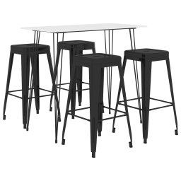 Set mobilier de bar, 5 piese, alb si negru GartenMobel Dekor