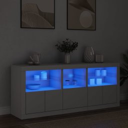 Servanta cu lumini LED, alb, 162x37x67 cm GartenMobel Dekor