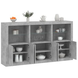 Servanta cu lumini LED, gri beton, 181,5x37x100 cm GartenMobel Dekor