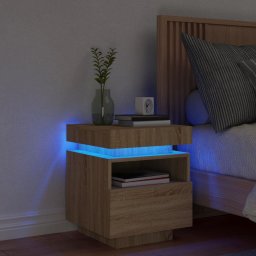 Noptiera cu lumini LED, stejar sonoma, 40x39x48,5 cm GartenMobel Dekor