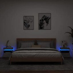 Noptiere cu lumini LED, 2 buc., gri beton, 40x39x48,5 cm GartenMobel Dekor