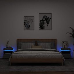 Noptiere cu lumini LED, 2 buc., sonoma gri, 40x39x48,5 cm GartenMobel Dekor