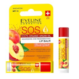 Balsam Buze Aroma Piersici cu Ulei Organic de Argan SPF15 - Hidratare Intensă și Protecție Solară