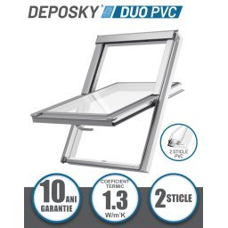 Fereastra mansarda DEPOSKY DUO PVC, 2 sticle, maner jos