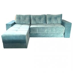 Coltar Extensibil Studio Casa SIMONA cu Lada de Depozitare Material Textil Catifelat 250 x 190 x 77CM Reversibil Turcoaz