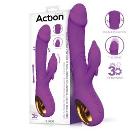 Action Fliper Triple Motor Vibrator with Thrusts & Double Pulsation Purple