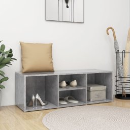 Banca depozitare pentru pantofi, gri beton, 105x35x35 cm, PAL GartenMobel Dekor