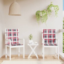 Perne cu spatar rosu carouri, 2 buc., 100x50x3cm, textil Oxford GartenMobel Dekor