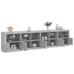 Dulap cu lumini LED, gri beton, 283x37x67 cm GartenMobel Dekor