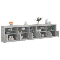Dulap cu lumini LED, gri beton, 283x37x67 cm GartenMobel Dekor