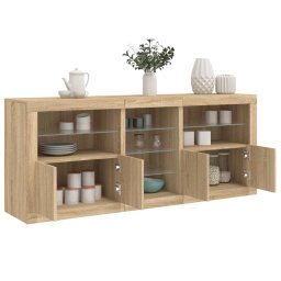Servanta cu lumini LED, stejar sonoma, 162x37x67 cm GartenMobel Dekor