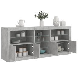 Servanta cu lumini LED, gri beton, 162x37x67 cm GartenMobel Dekor