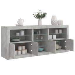 Servanta cu lumini LED, gri beton, 181,5x37x67 cm GartenMobel Dekor