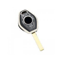 Husa Cheie Bmw E46, E39, 3 Butoane, Stil Diamant, Tpu, Negru cu contur silver AutoProtect KeyCars