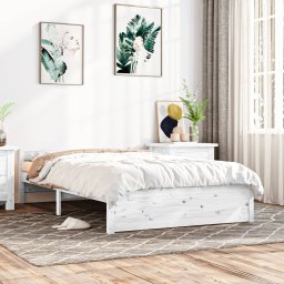 Cadru de pat, alb, 140x200 cm, lemn masiv GartenMobel Dekor
