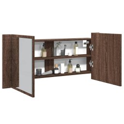 Dulap de baie cu oglinda si LED, stejar maro, 100x12x45 cm GartenMobel Dekor