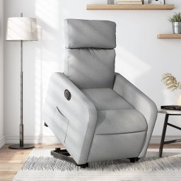 Fotoliu electric rabatabil cu ridicare, gri deschis, textil GartenMobel Dekor