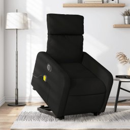 Fotoliu electric de masaj rabatabil cu ridicare, negru, textil GartenMobel Dekor