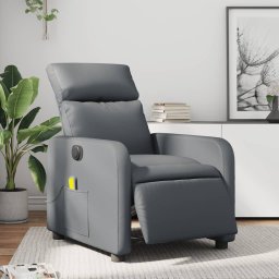 Fotoliu de masaj electric rabatabil, gri, piele ecologica GartenMobel Dekor
