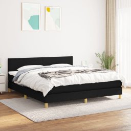 Pat box spring cu saltea, negru, 160x200 cm, textil GartenMobel Dekor
