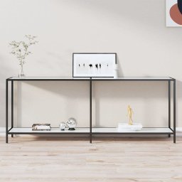 Masa consola,alb, 200x35x75,5 cm, sticla securizata GartenMobel Dekor
