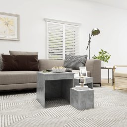 Masute suprapuse, 3 buc., gri beton, PAL GartenMobel Dekor