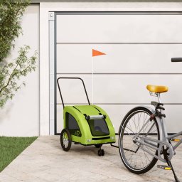 Remorca de bicicleta animale companie, verde textil oxford/fier GartenMobel Dekor