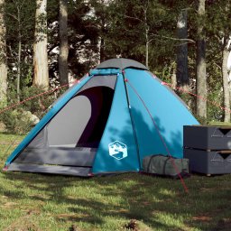 Cort de camping cupola pentru 4 persoane, albastru, impermeabil GartenMobel Dekor