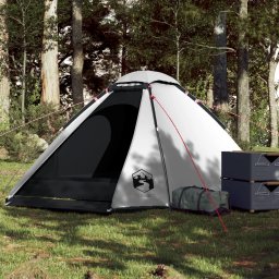 Cort camping cupola 4 persoane alb, tesatura opaca, impermeabil GartenMobel Dekor