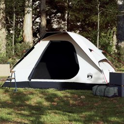 Cort camping cupola 2 persoane alb, tesatura opaca, impermeabil GartenMobel Dekor