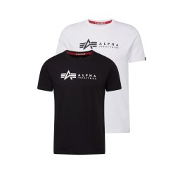 ALPHA INDUSTRIES Tricou negru / alb