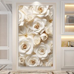Tablou Canvas Trandafiri Albi 3D BYL12 (Dimensiune LxH: 60x105cm)